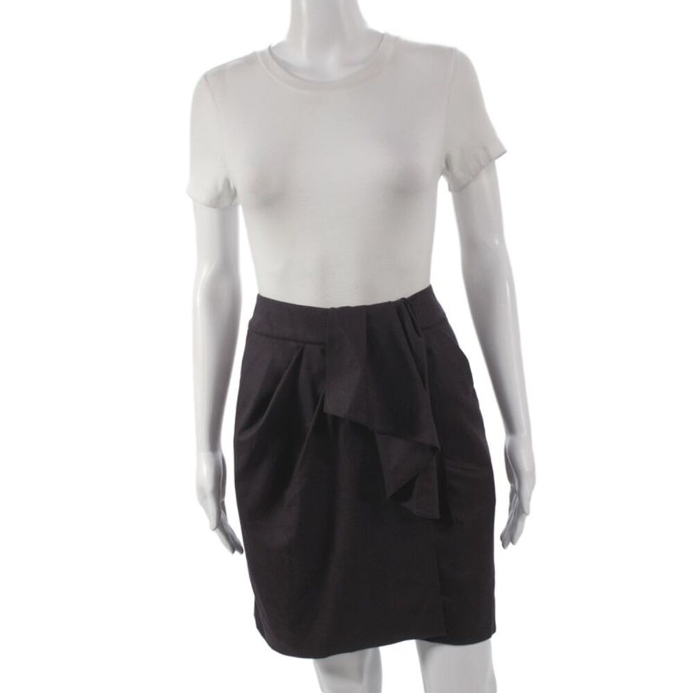 Celine Women Black Tulip Wool Skirt Size 38